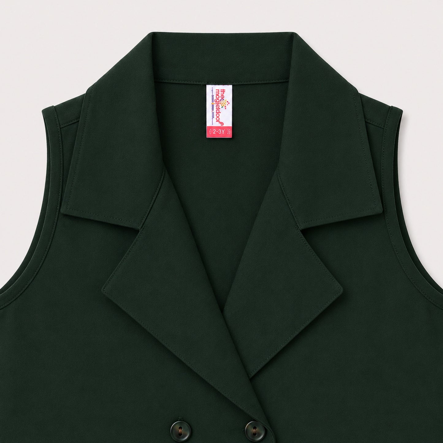 The Magic Wand Cotton Woven Sleeveless Solid Waistcoat Top And Pant Set - Bottle Green