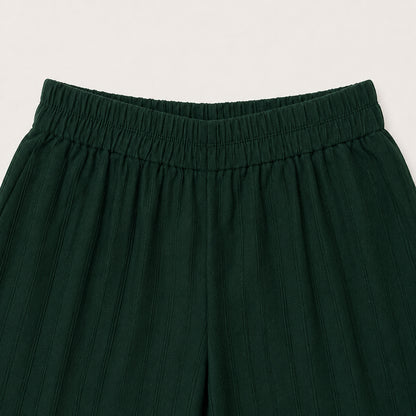 The Magic Wand Cotton Woven Sleeveless Solid Waistcoat Top And Pant Set - Bottle Green
