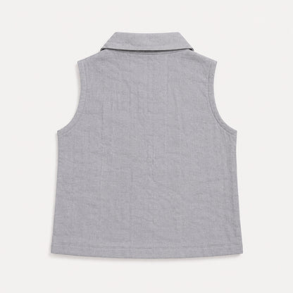 The Magic Wand Cotton Woven Sleeveless Solid Waistcoat Top And Pant Set - Lavender
