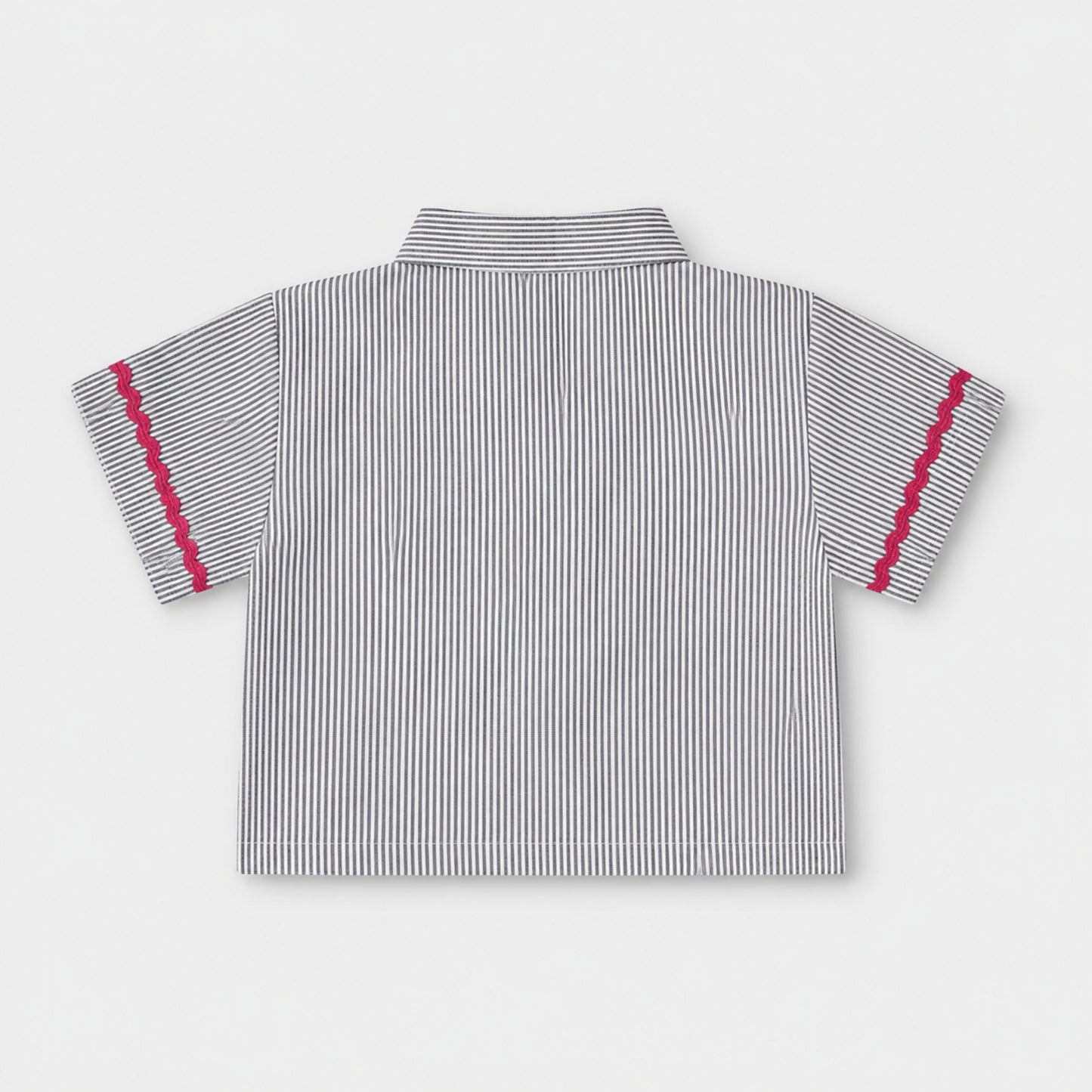 The Magic Wand Cotton Woven Half sleeves Striped Shirt And Pant With Patch Pocket - White