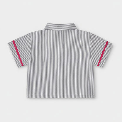 The Magic Wand Cotton Woven Half sleeves Striped Shirt And Pant With Patch Pocket - White