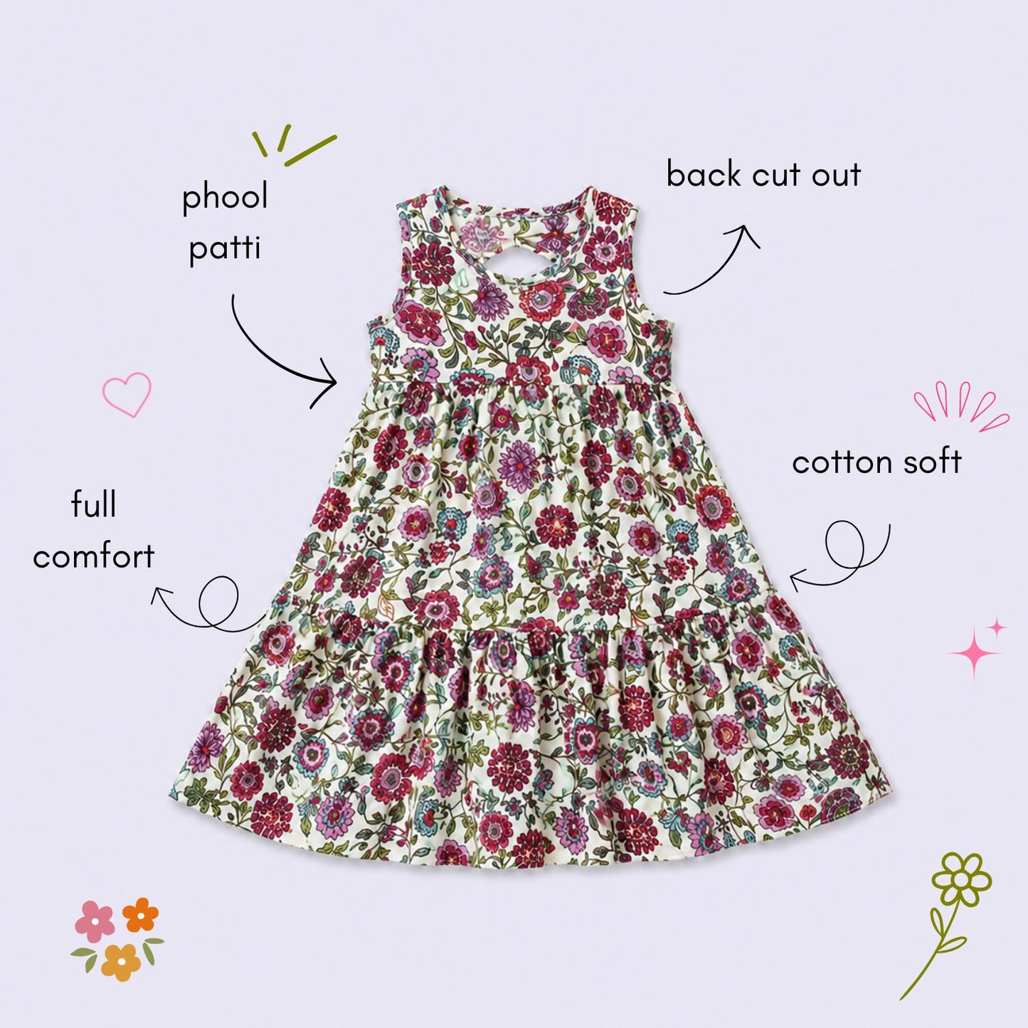 The Magic Wand Cambric Cotton Woven Sleeveless Floral Printed Dress - White
