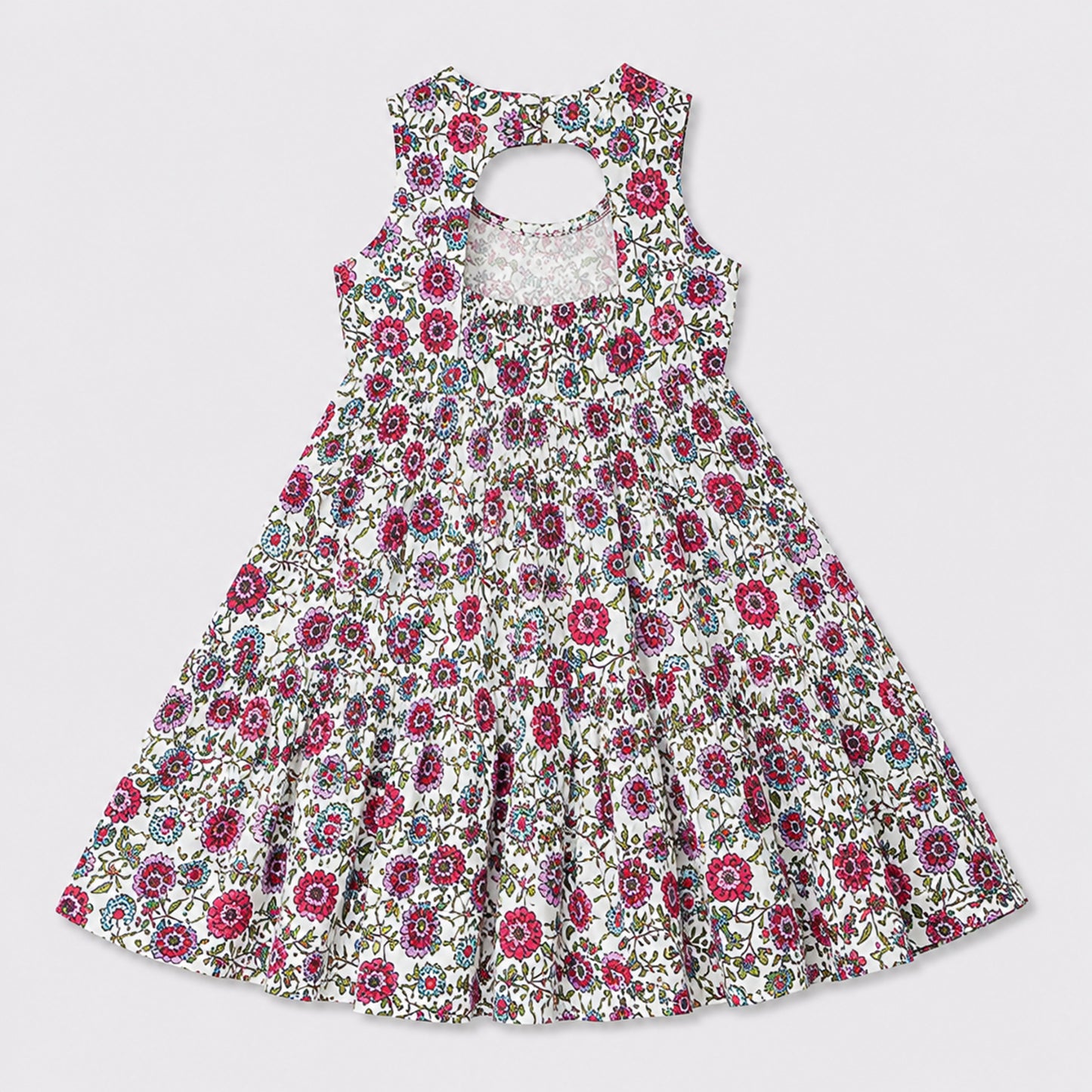 The Magic Wand Cambric Cotton Woven Sleeveless Floral Printed Dress - White