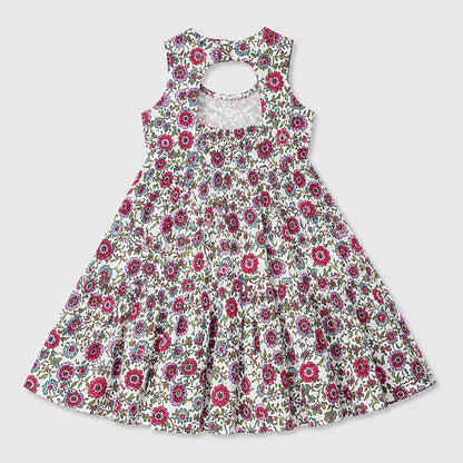 The Magic Wand Cambric Cotton Woven Sleeveless Floral Printed Dress - White