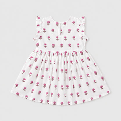 The Magic Wand Cotton Woven Frill Sleeves Floral Printed Top And Pant Set - Pink