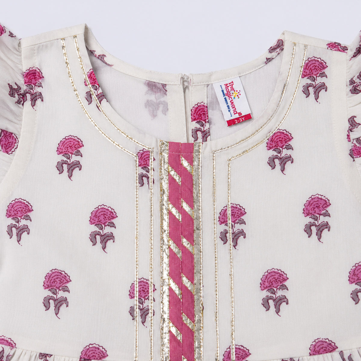The Magic Wand Cotton Woven Frill Sleeves Floral Printed Top And Pant Set - Pink