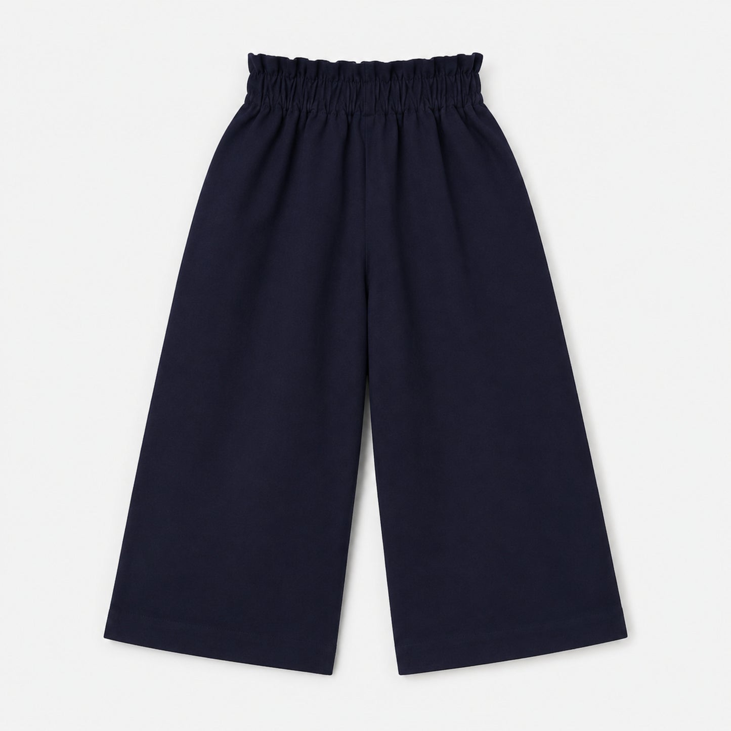 The Magic Wand Cotton Woven Solid Wide Leg Pants With Patch Pockets - Navy Blue