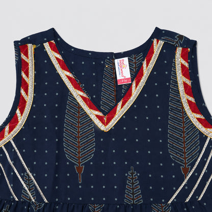 The Magic Wand Cambric Woven Laced Paisley Printed Choli And Lehenga Set With Dupatta - Dark Blue