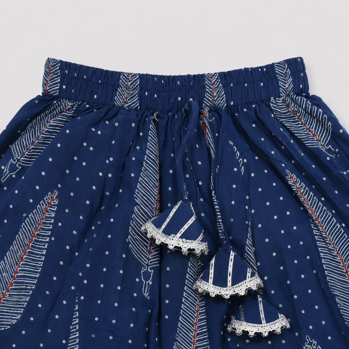 The Magic Wand Cambric Woven Laced Paisley Printed Choli And Lehenga Set With Dupatta - Dark Blue