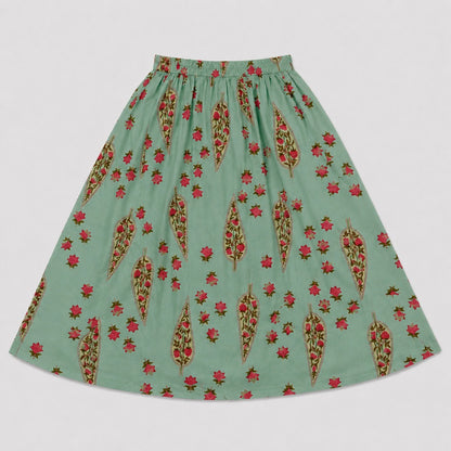 The Magic Wand Cambric Woven Laced Paisley Buta Printed Choli And Lehenga Set With Dupatta - Aqua