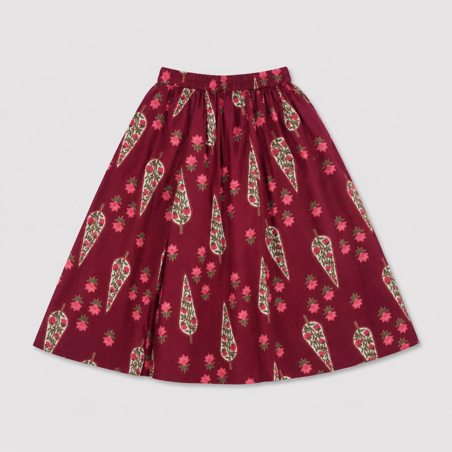 The Magic Wand Cambric Woven Laced Paisley Buta Printed Choli And Lehenga Set With Dupatta - Maroon