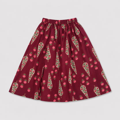 The Magic Wand Cambric Woven Laced Paisley Buta Printed Choli And Lehenga Set With Dupatta - Maroon