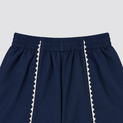 The Magic Wand Cambric Woven Bell Sleeves Bandhani Gathered Kurta And Tulip Pants Set - Navy Blue