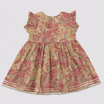The Magic Wand Cambric Woven Floral Printed Gathered Top And Afghani Pant Set - Pink
