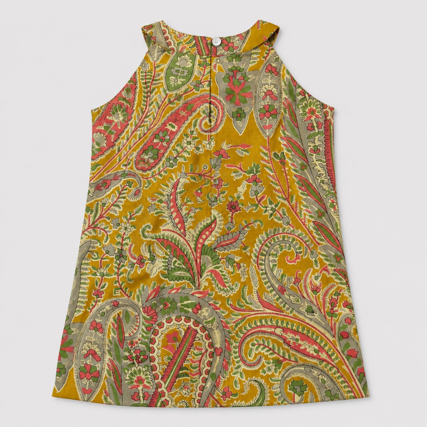 The Magic Wand Cambric Woven Paisley Incut Kurti And Stiped Dhoti Set - Mustard