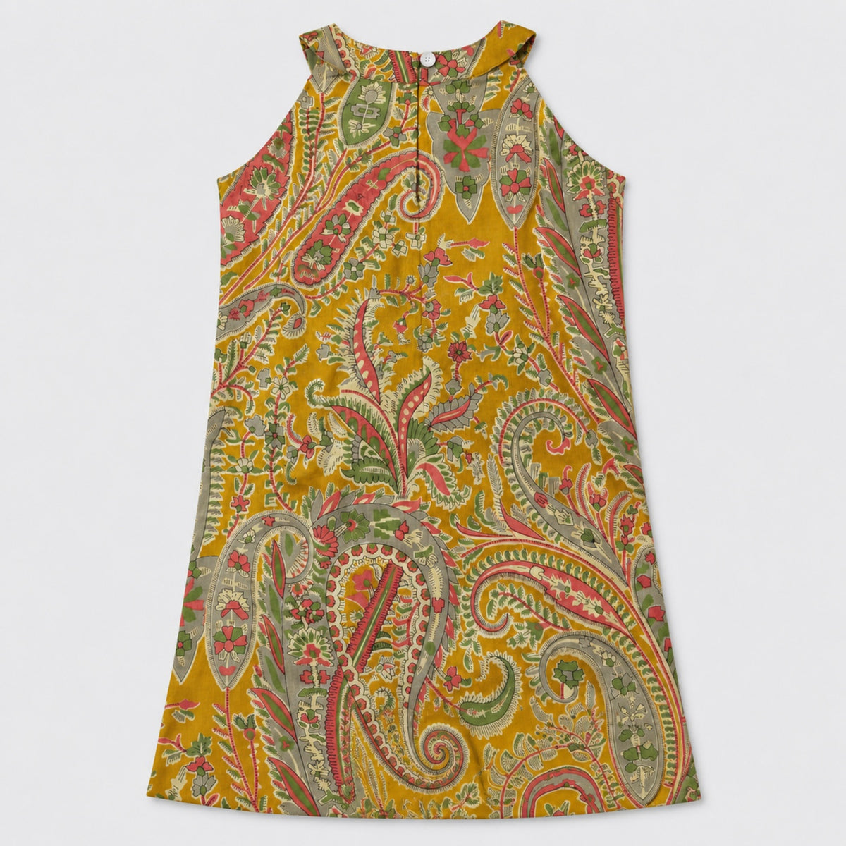 The Magic Wand Cambric Woven Paisley Incut Kurti And Stiped Dhoti Set - Mustard