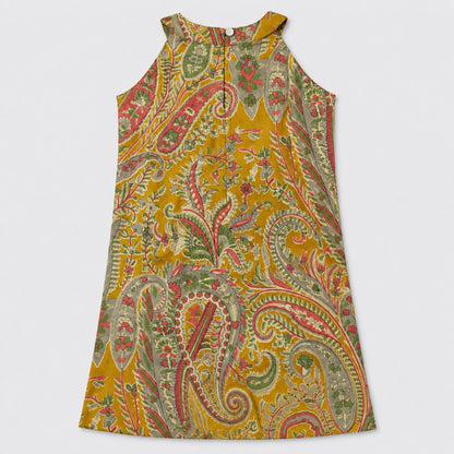 The Magic Wand Cambric Woven Paisley Incut Kurti And Stiped Dhoti Set - Mustard