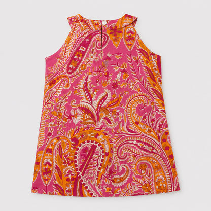 The Magic Wand Cambric Woven Paisley Incut Kurti And Striped Dhoti Set - Fuchsia