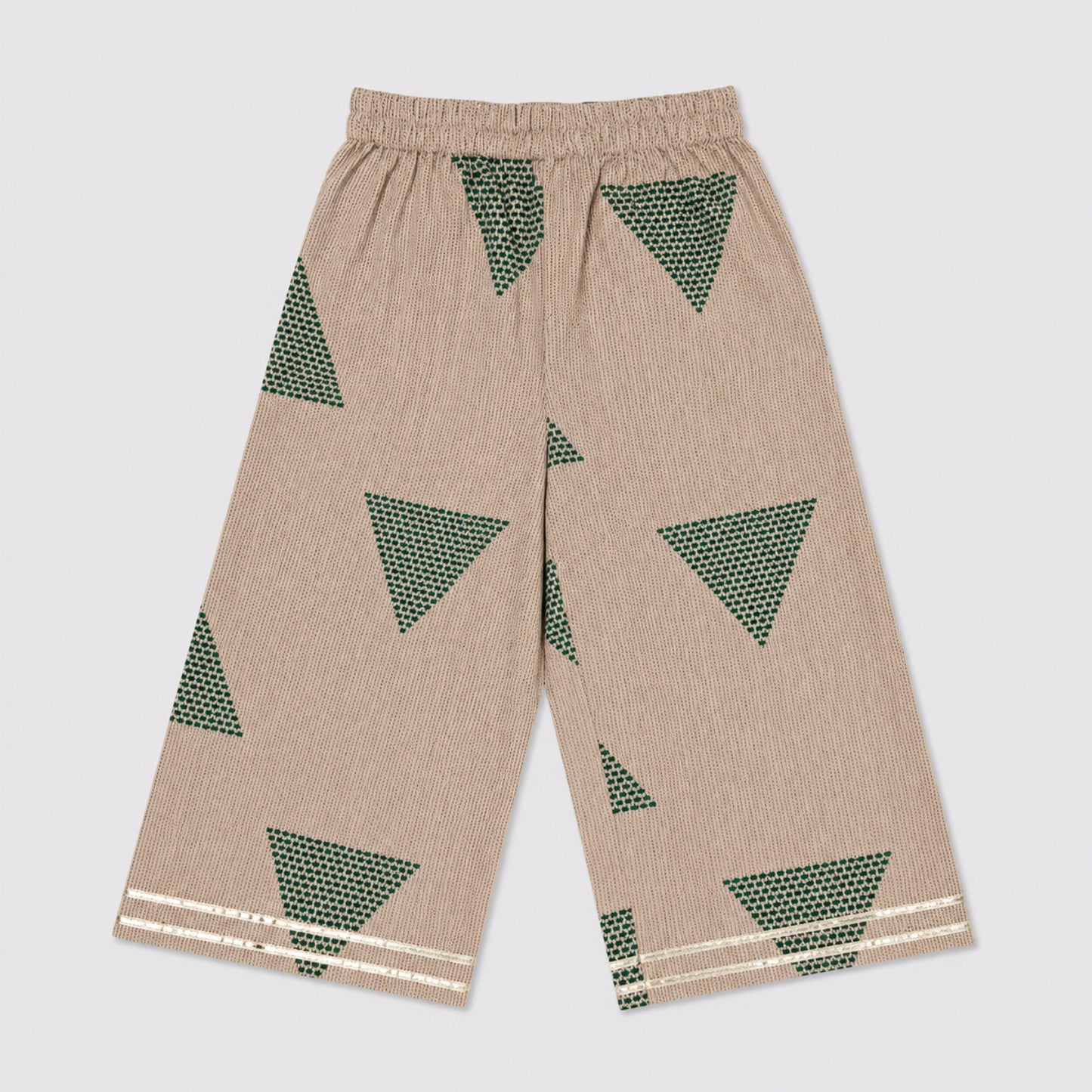 The Magic Wand Cambric Woven Frill Sleeves Geometric Printed Top And Pant Set - Green