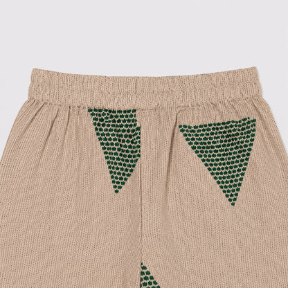 The Magic Wand Cambric Woven Frill Sleeves Geometric Printed Top And Pant Set - Green