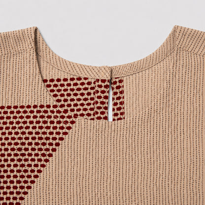 The Magic Wand Cambric Woven Frill Sleeves Geometric Printed Top And Pant Set - Maroon