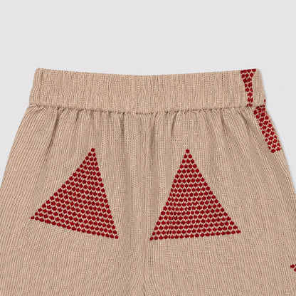 The Magic Wand Cambric Woven Frill Sleeves Geometric Printed Top And Pant Set - Maroon