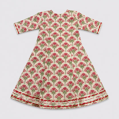 The Magic Wand Cambric Woven Floral Buta Printed Angrakha Kurta And Pant Set - Fuchsia