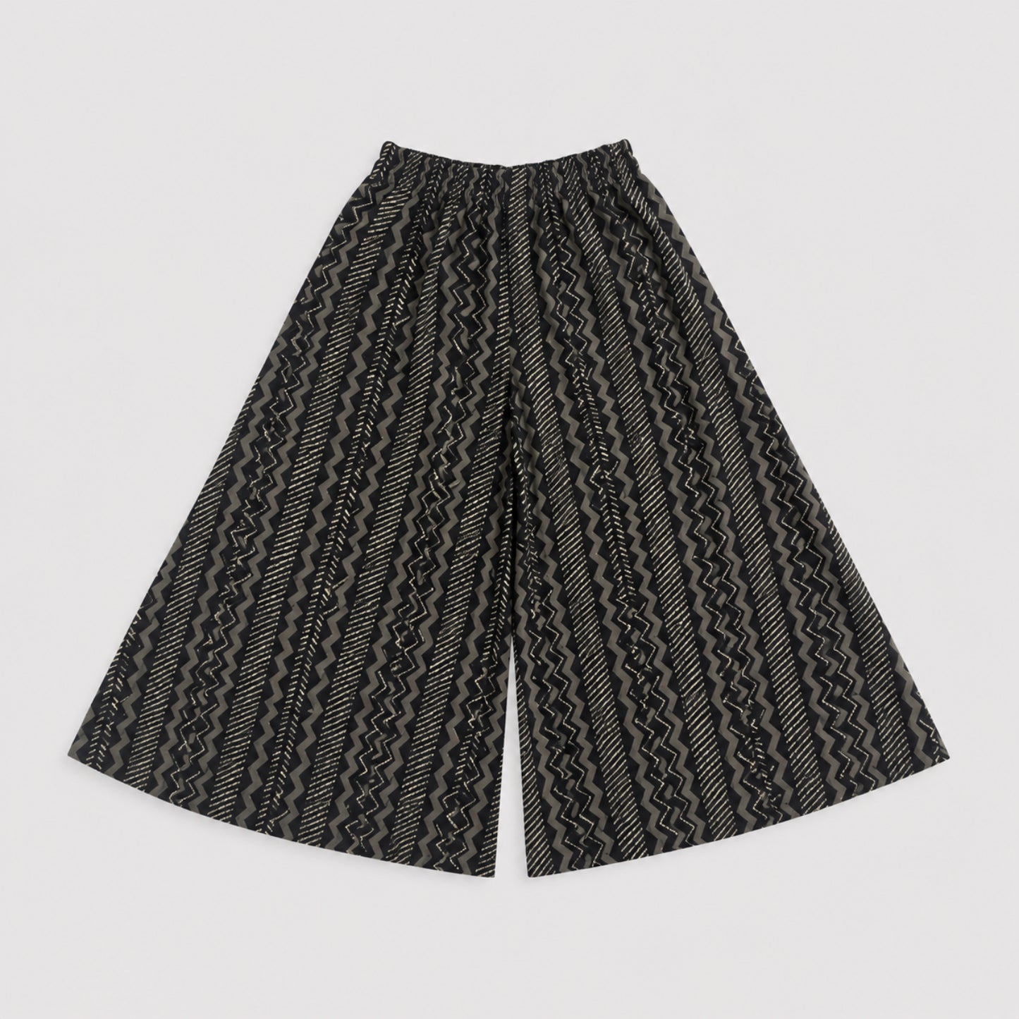 The Magic Wand Cotton Woven Ikat Printed Waiscoat And Chevron Printed Palazzo - Black