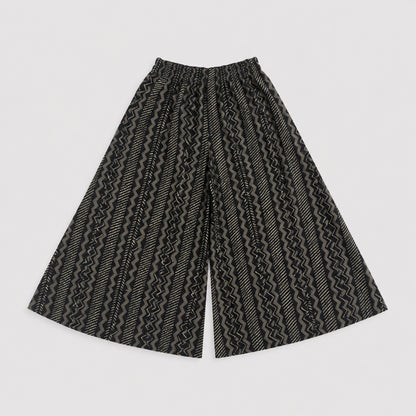 The Magic Wand Cotton Woven Ikat Printed Waiscoat And Chevron Printed Palazzo - Black