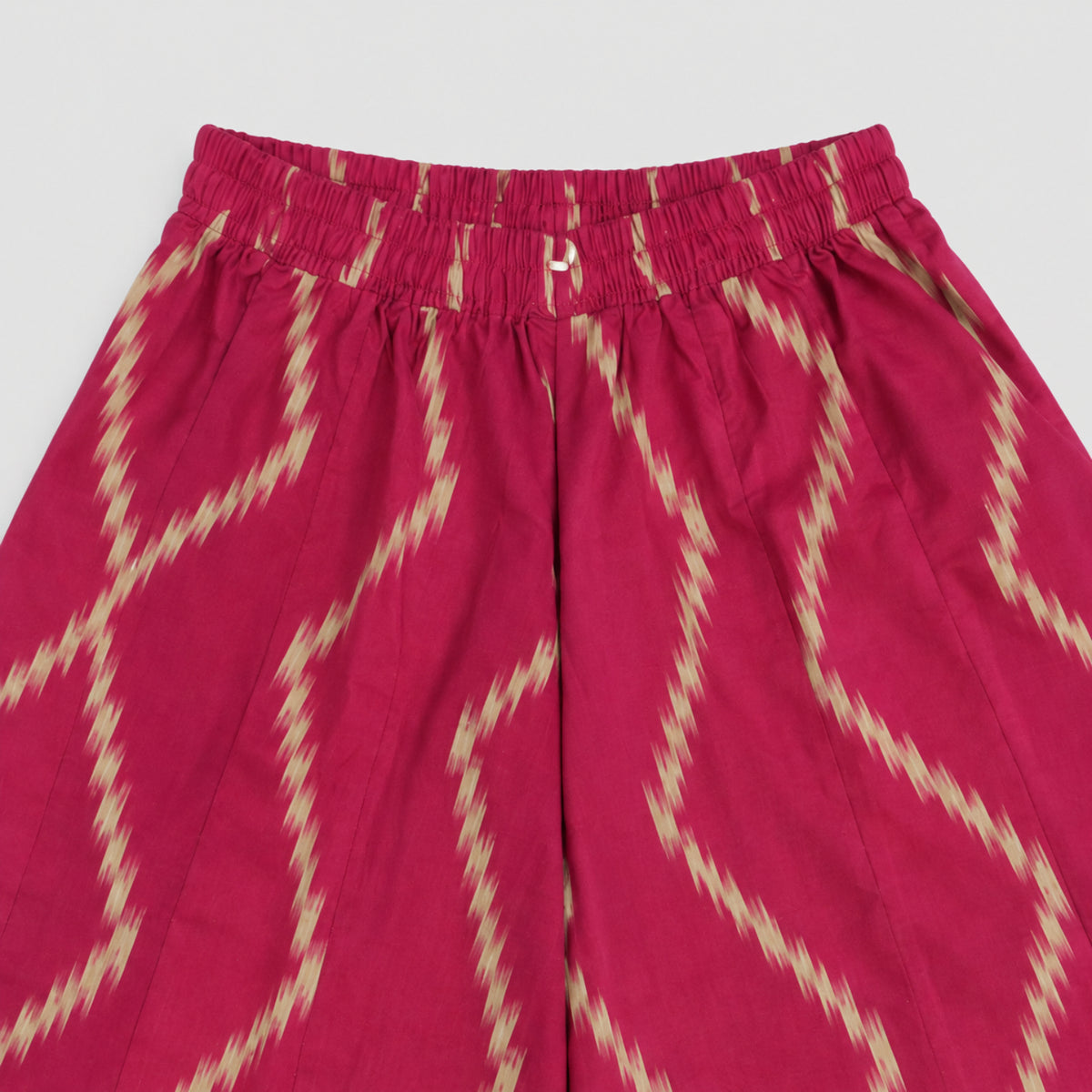 The Magic Wand Cotton Woven Ikat Printed Waiscoat And Chevron Printed Palazzo - Fuchsia