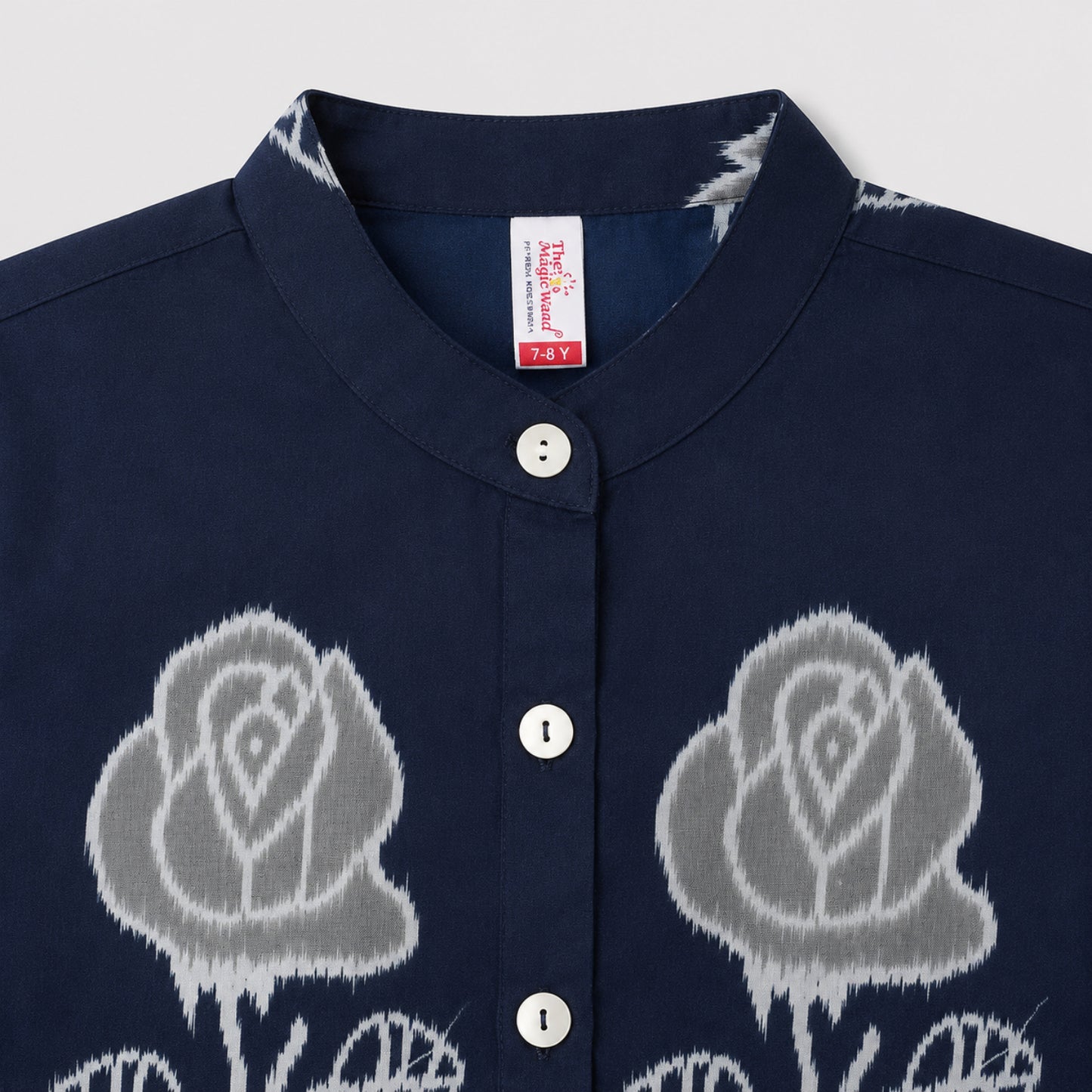 The Magic Wand Cotton Woven Floral Printed Waiscoat And Chevron Printed Palazzo - Navy Blue