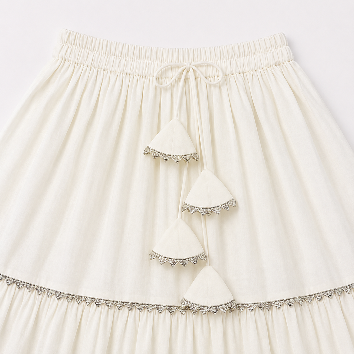The Magic Wand Woven Sleeveless Contrast Lace Waistcoat Style Choli And Lehenga Set - White