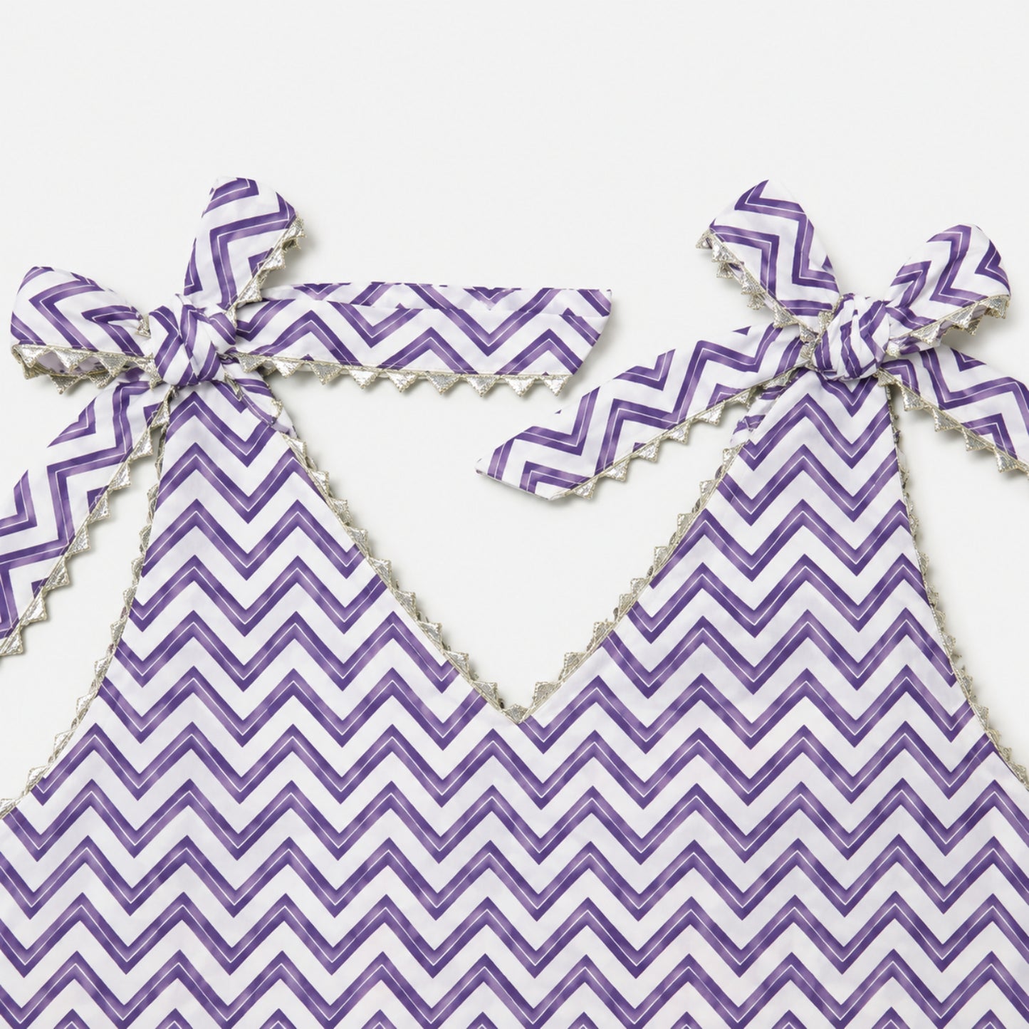 The Magic Wand Cotton Woven Chevron Printed Shoulder Tie-Up Choli And Paisley Printed Lehenga Set With Dupatta - Lavender