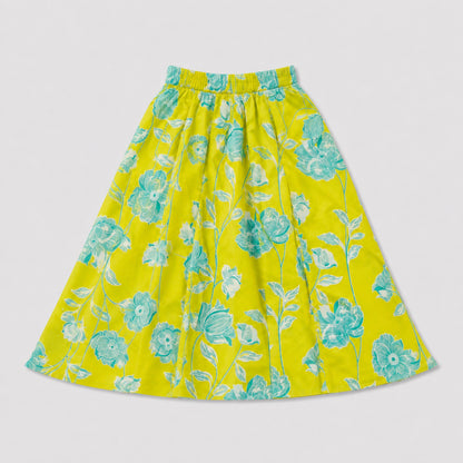 The Magic Wand Cambric Woven Shoulder Tie-Up Floral Vine Printed Choli And Lehenga Set With Dupatta - Green