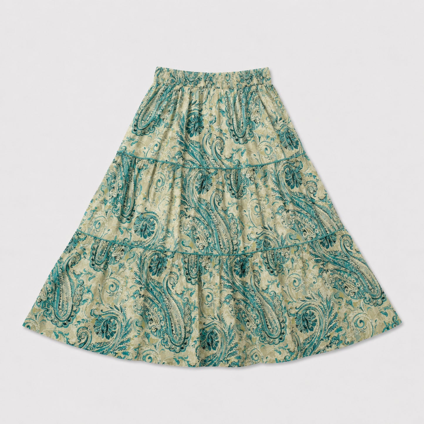 The Magic Wand Cambric Woven Diagonal Stipes Printed Halter Neck Choli And Paisley Printed Lehenga Set With Dupatta - Teal Green
