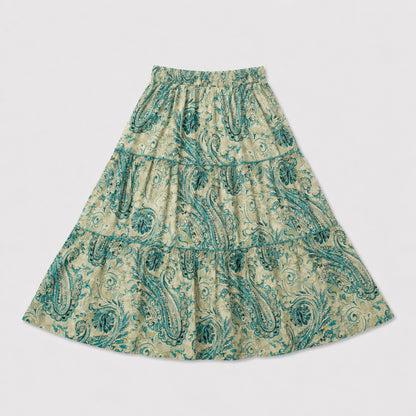 The Magic Wand Cambric Woven Diagonal Stipes Printed Halter Neck Choli And Paisley Printed Lehenga Set With Dupatta - Teal Green
