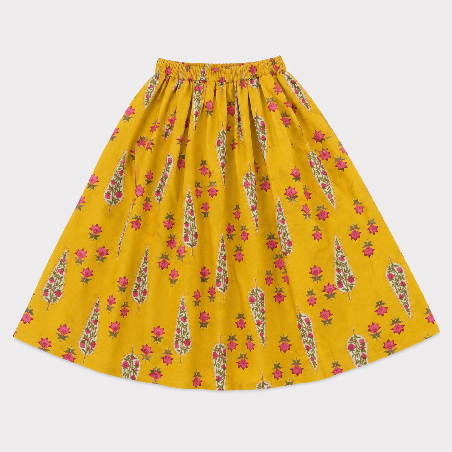 The Magic Wand Cambric Woven Laced Paisley Buta Printed Choli And Lehenga Set With Dupatta - Mustard