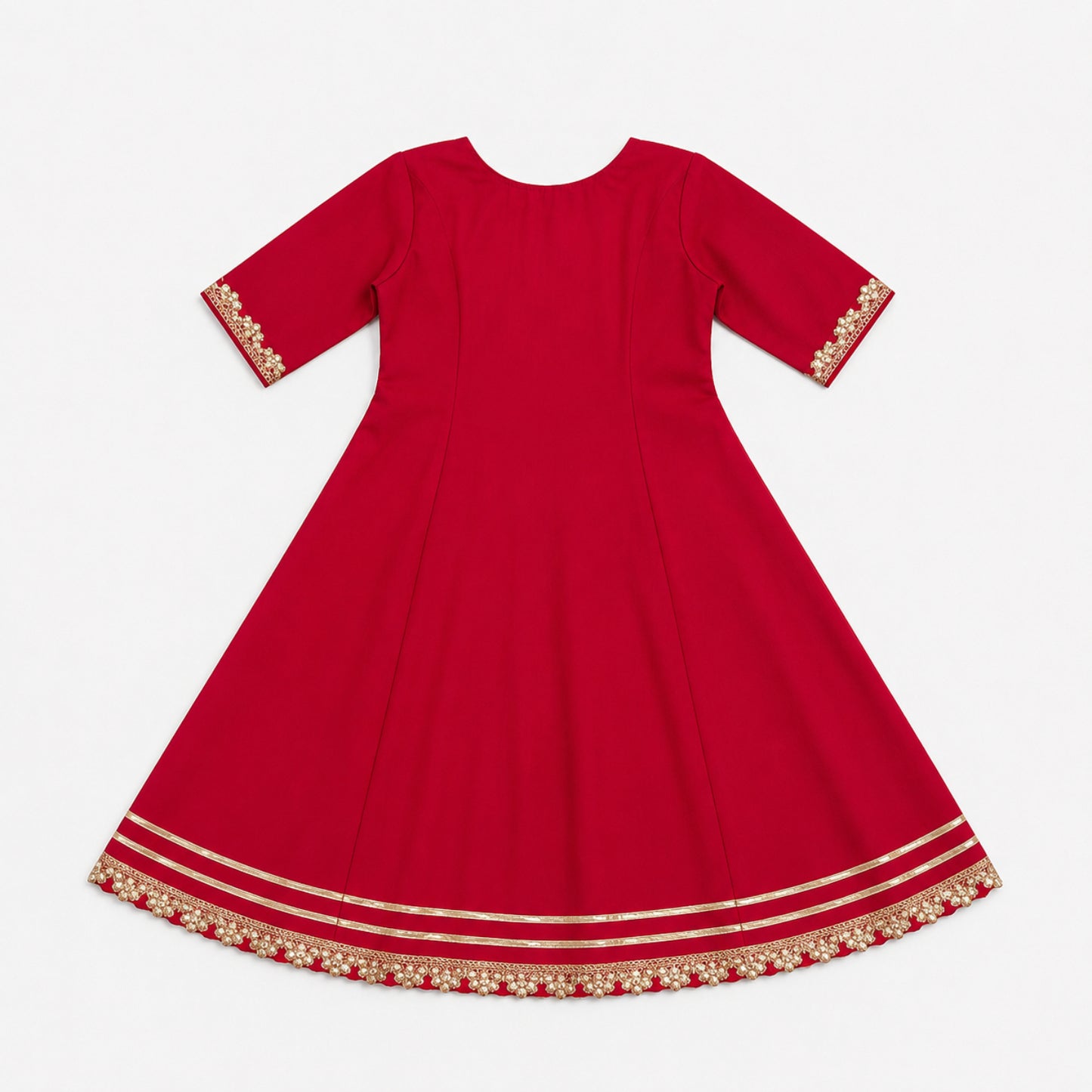 The Magic Wand Woven Three Fourth Sleeves Gota Laced Angrakha Kurta And Contrast Pant Set - Fuchsia