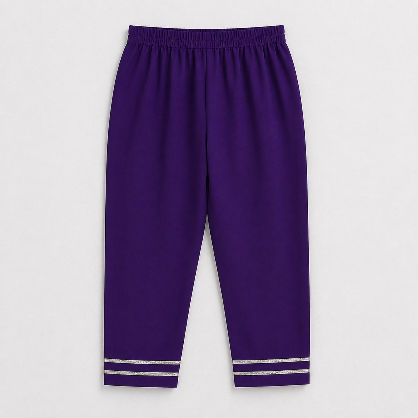 The Magic Wand Woven Three Fourth Sleeves Gota Laced Angrakha Kurta And Pant Set - Purple
