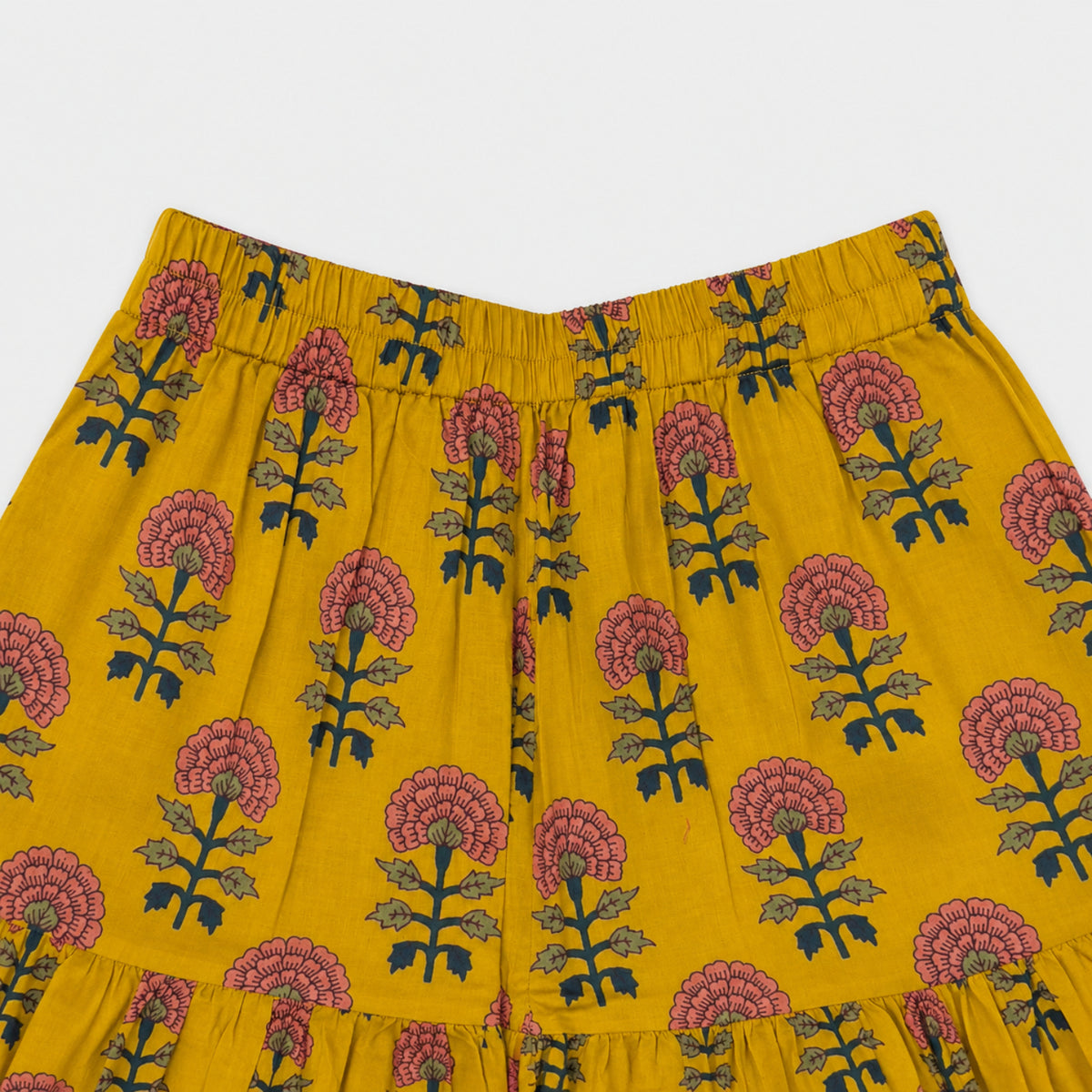The Magic Wand Cambric Woven Ruffle Sleeves Floral Buti Printed Kurti And Sharara Set - Mustard