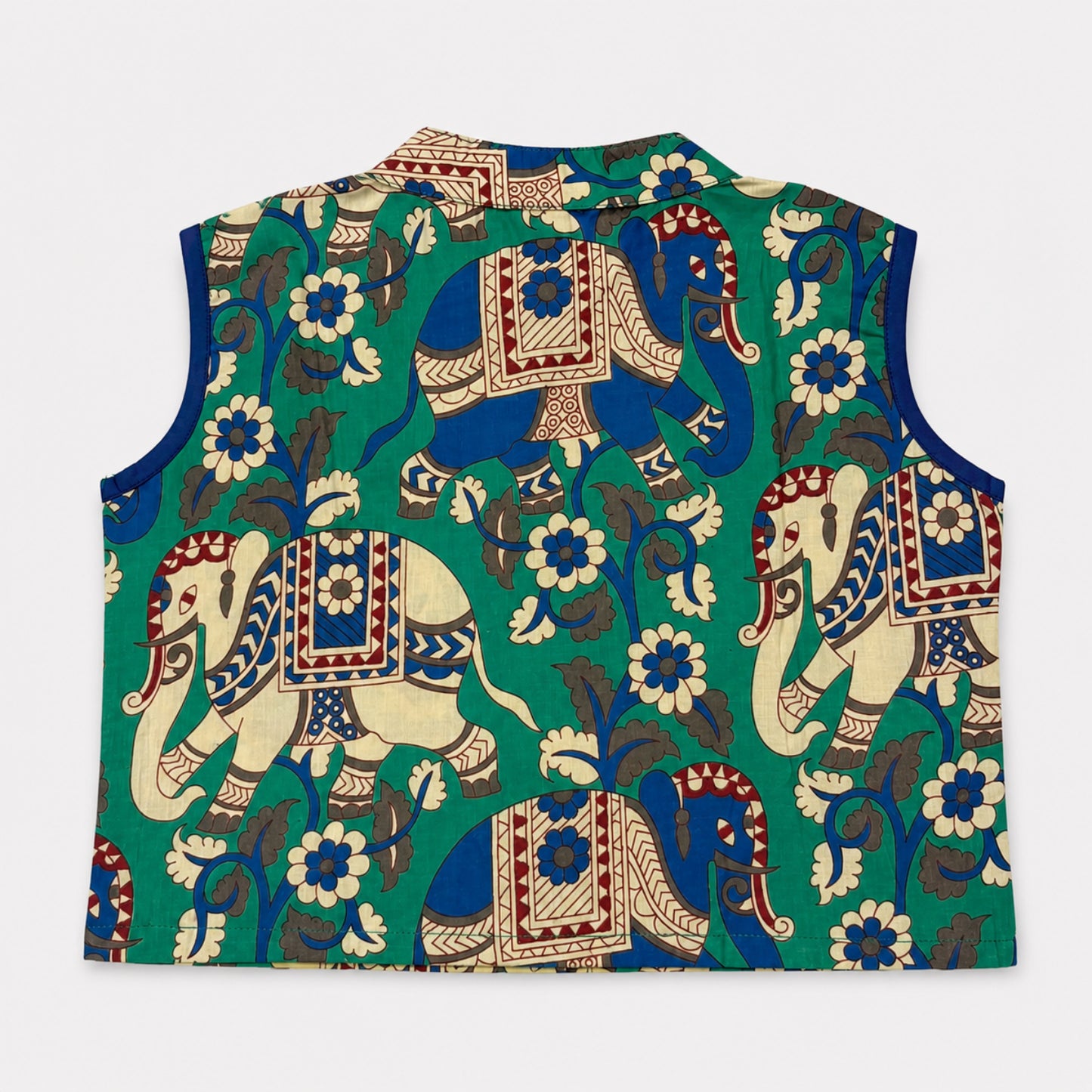 The Magic Wand Cambric Woven Ethnic Animal Printed Top And Laced Palazzo Set - Green