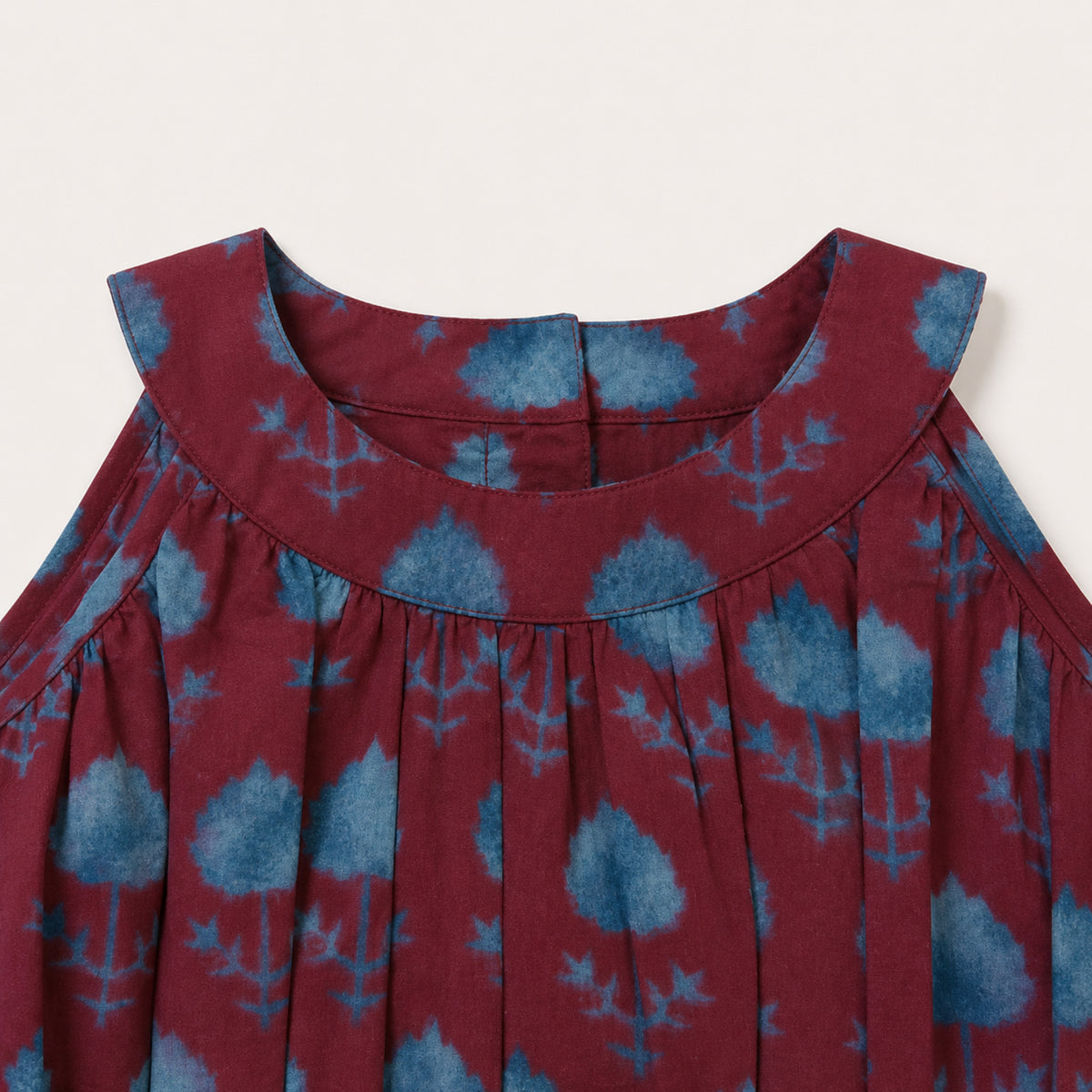 The Magic Wand Cambric Woven Tree Printed Crop Top And Oversized Polka Dots Tiered Skirt Set - Wine