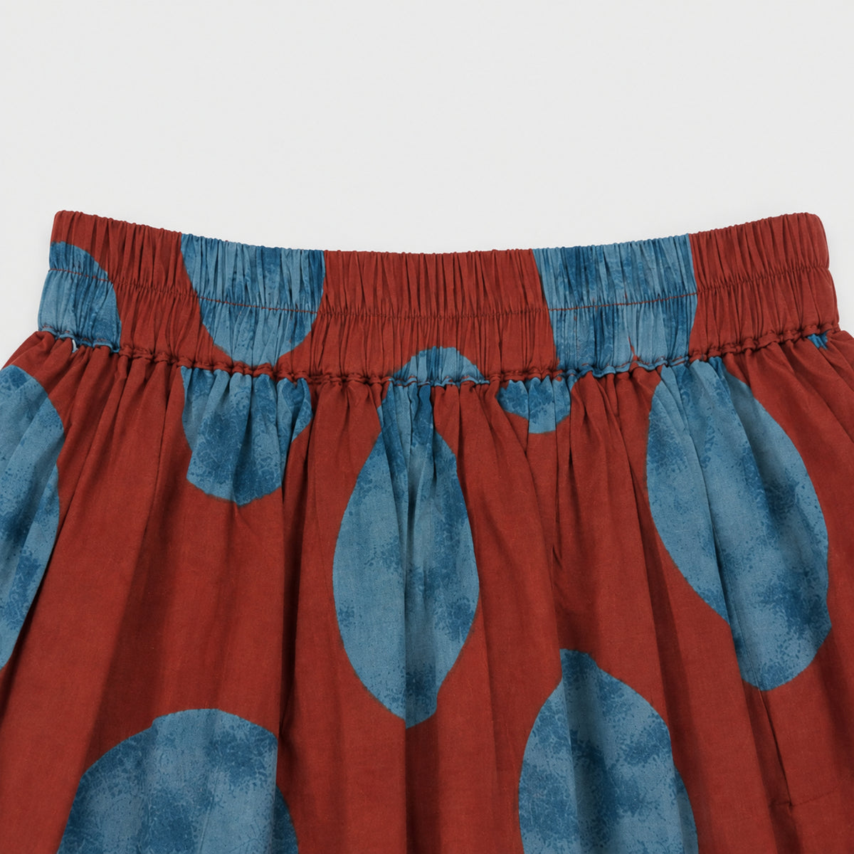 The Magic Wand Cambric Woven Tree Printed Crop Top And Oversized Polka Dots Tiered Skirt Set - Rust