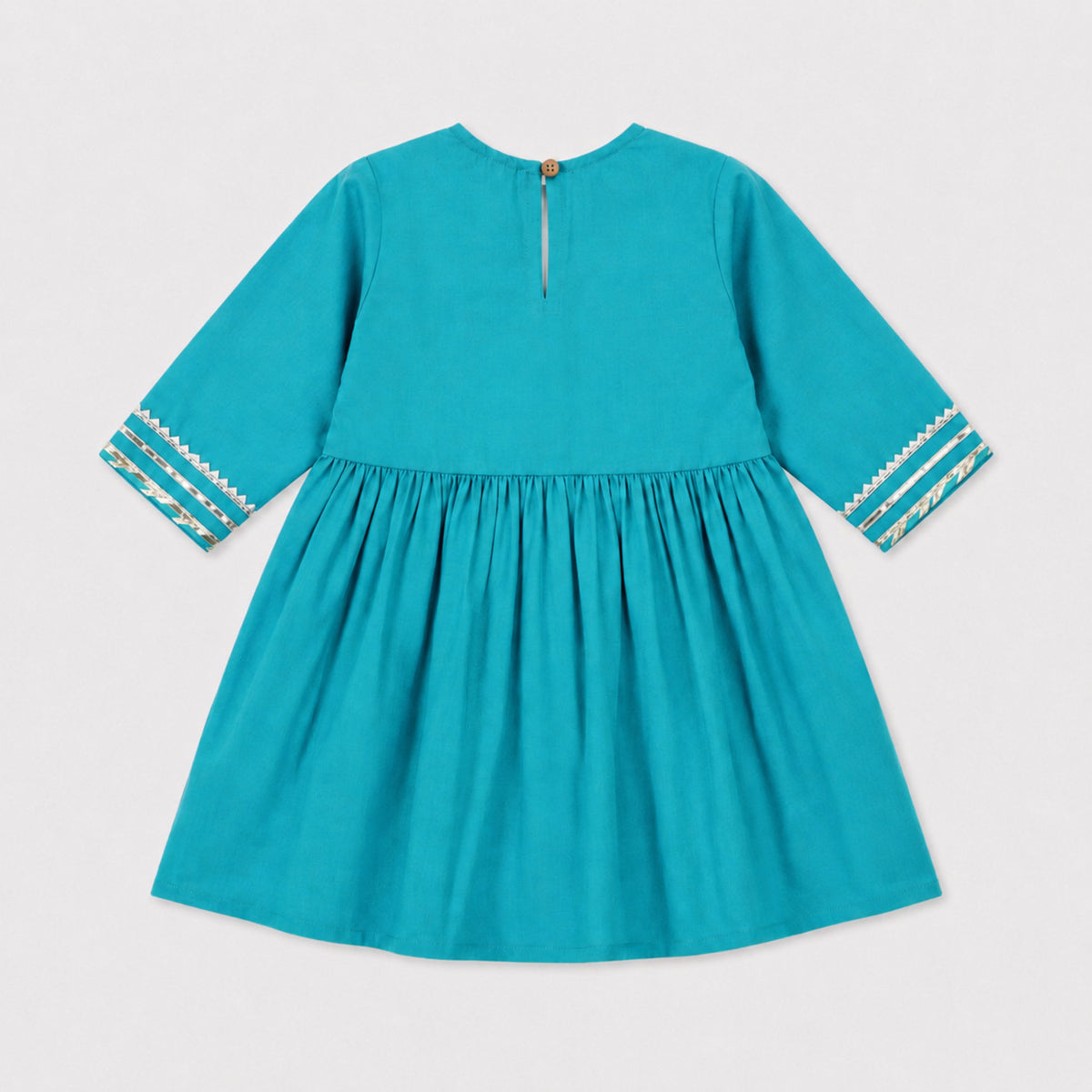 The Magic Wand Woven Three Fourth Sleeves Gota Lace Embellished Tassel Detailed Kurti & Afghani Pant Set - Blue