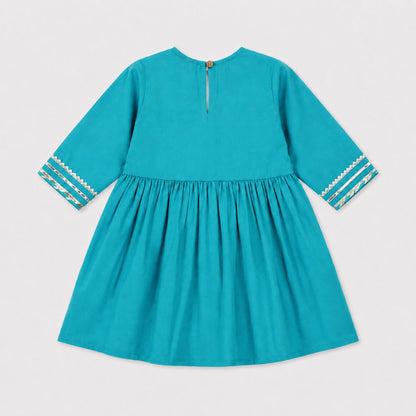 The Magic Wand Woven Three Fourth Sleeves Gota Lace Embellished Tassel Detailed Kurti & Afghani Pant Set - Blue