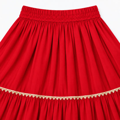 The Magic Wand Woven Sleeveless Lace Embellished Statement Tassel Detailed Choli And Lehenga Set With Dupatta - Red