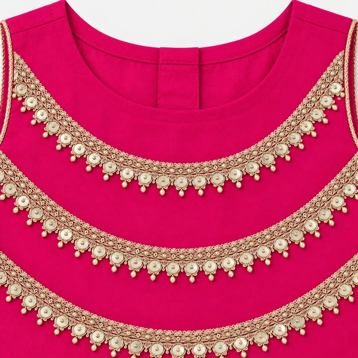 The Magic Wand Woven Sleeveless Lace Embellished Statement Tassel Detailed Choli And Lehenga Set - Fuchsia