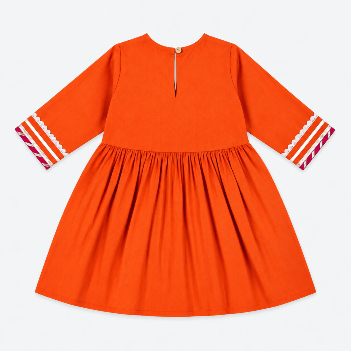 The Magic Wand Woven Three Fourth Sleeves Gota Lace Embellished Tassel Detailed Kurti And Afghani Pant Set - Orange
