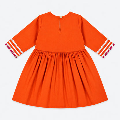 The Magic Wand Woven Three Fourth Sleeves Gota Lace Embellished Tassel Detailed Kurti And Afghani Pant Set - Orange