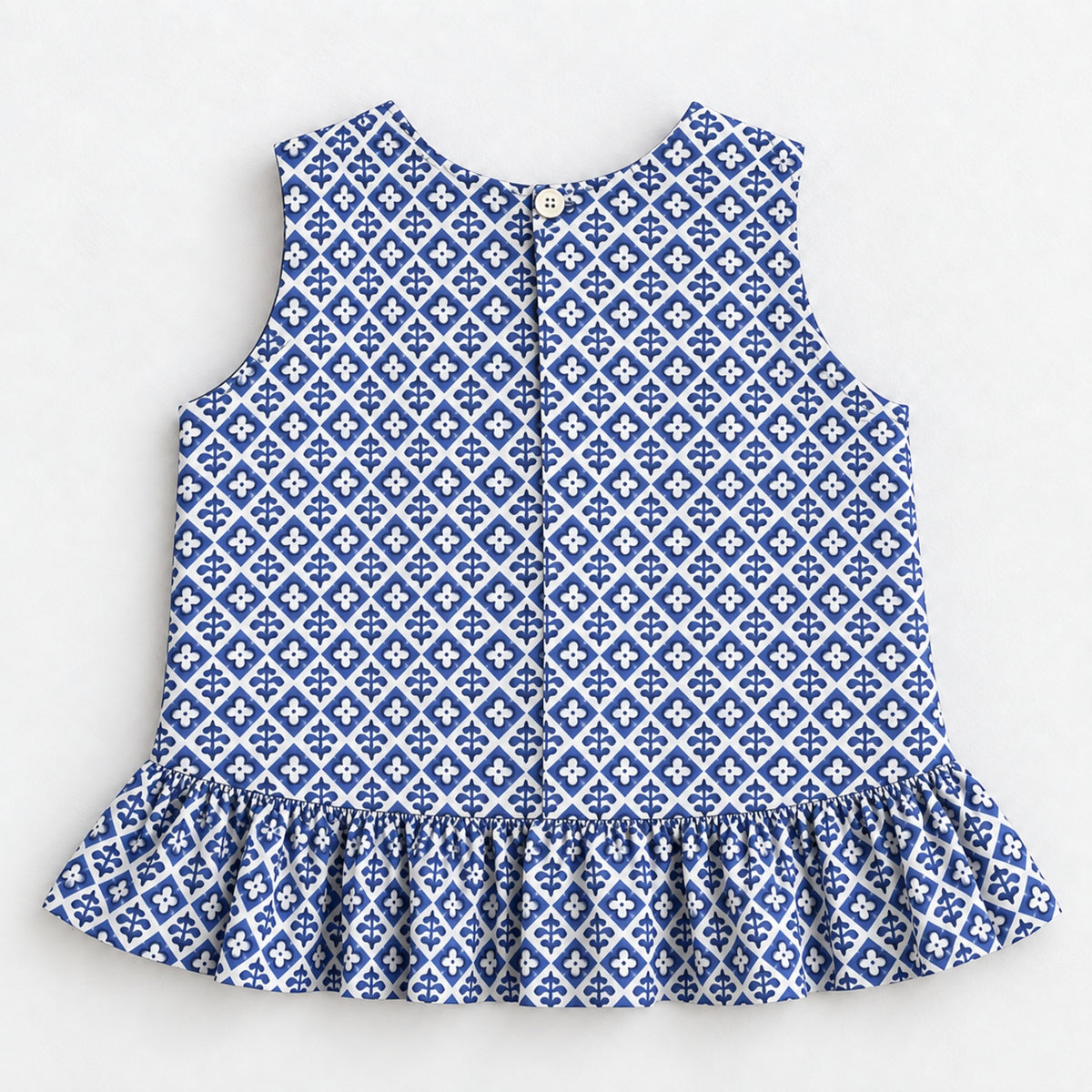 The Magic Wand Woven Sleeveless Printed Lace Detail Coordinating Top And Palazzo Set - Blue